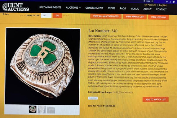 BILL RUSSELL BOSTON CELTICS 11 NBA CHAMPIONSHIPS COMMEMORATIVE CHAMPIONSHIP RING - Image 3