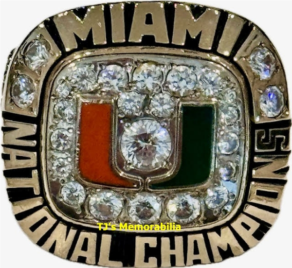 1991 UNIVERSITY OF MIAMI HURRICANES FOOTBALL NATIONAL CHAMPIONSHIP RING
