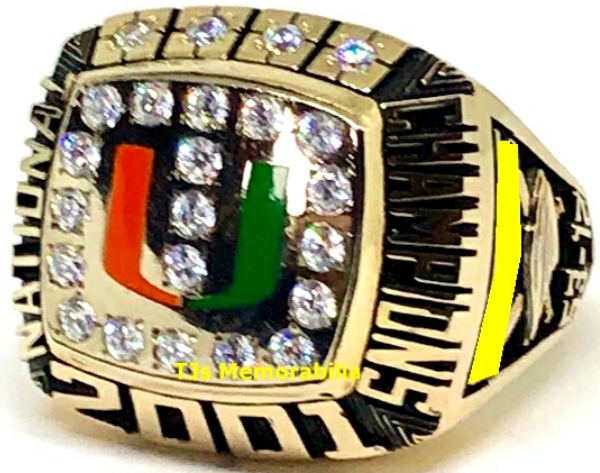 2001 U OF MIAMI HURRICANES WORLD SERIES NATIONAL CHAMPIONSHIP RING - Image 2