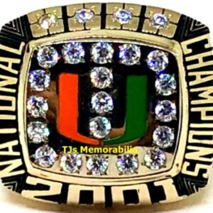 2001 U OF MIAMI HURRICANES WORLD SERIES NATIONAL CHAMPIONSHIP RING